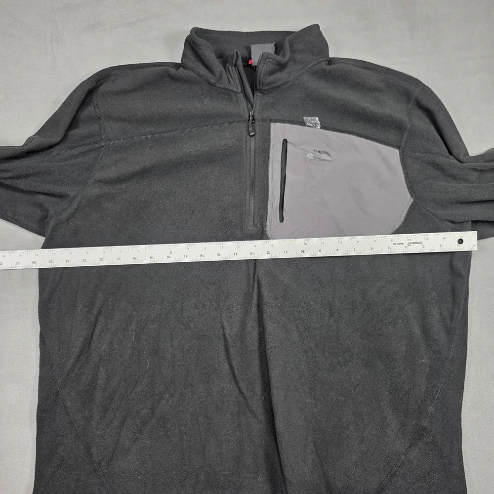 North Face Jacket Mens Double Extra Large Black 1/4 Zip Fleece Solid